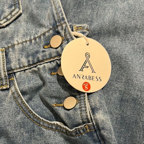 ANRABESS Blue Denim Overalls women’s sz small NEW with TAG soft denim - Picture 3 of 14